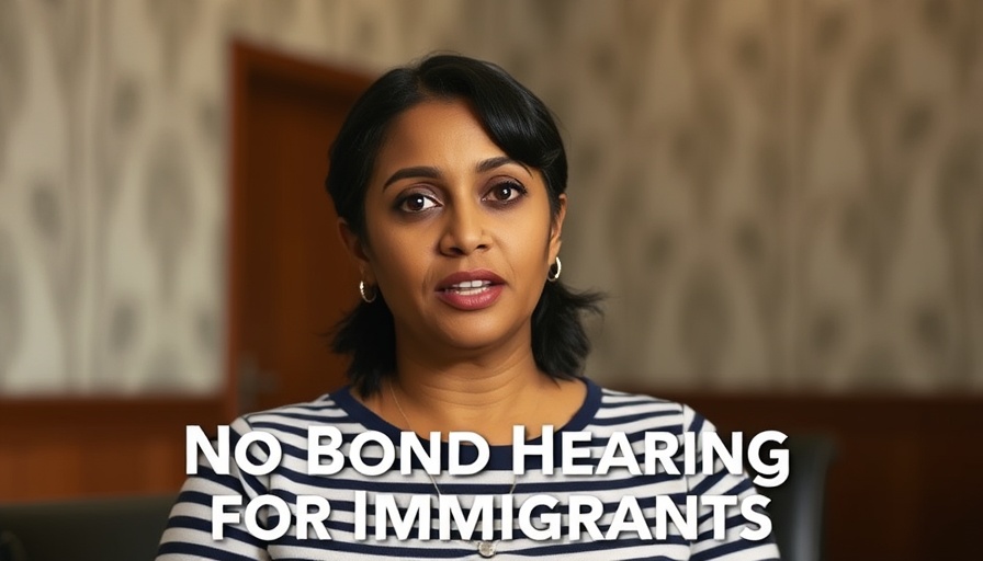 No Bond Hearing for Immigrants explained by woman indoors with text overlay.