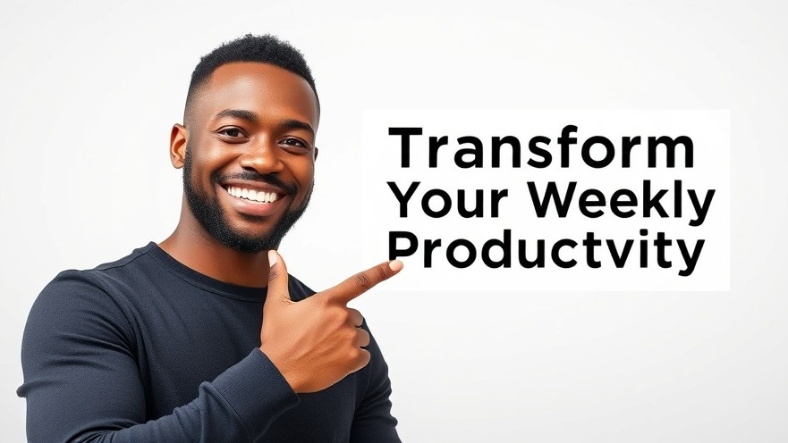 Smiling black man promoting legal productivity with bold graphics on time management for lawyers.