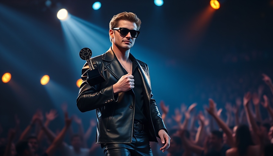 Musician in black leather holding award, vibrant stage lights, NBA returns to NBC