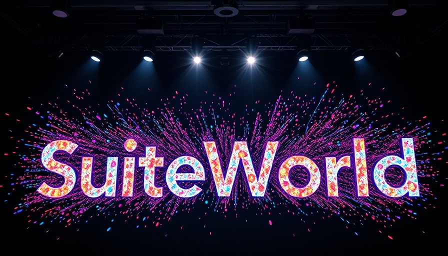 NetSuite Next: Dynamic 'SuiteWorld' conference display with particles.