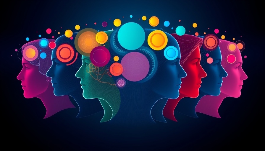 Abstract illustration representing Gen Z and millennials mental health at work, with colorful circles in head profiles.