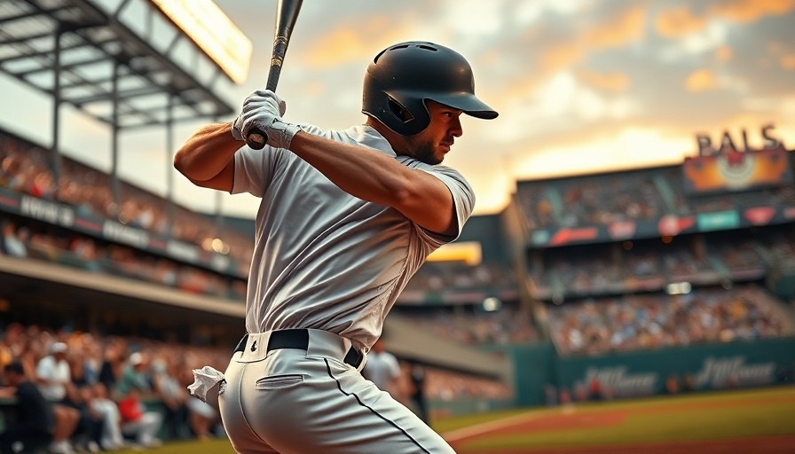 Baseball player hitting ball in a stadium.