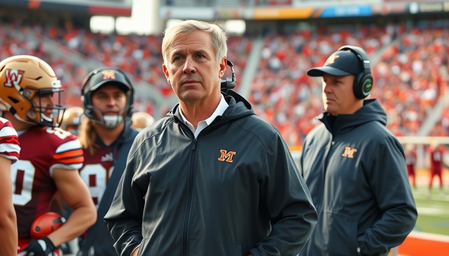 Football coach with assistants on sideline during game.