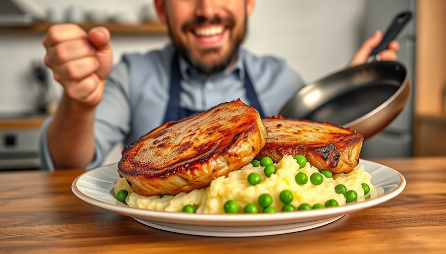 Meal sequencing for weight loss featuring pork chops and vegetables.