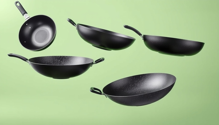 Assorted high-quality woks for healthy cooking.