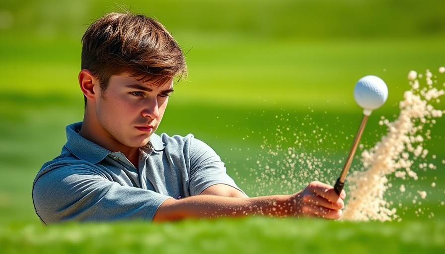 OHSAA Division I boys state golf player executes a sand trap shot.