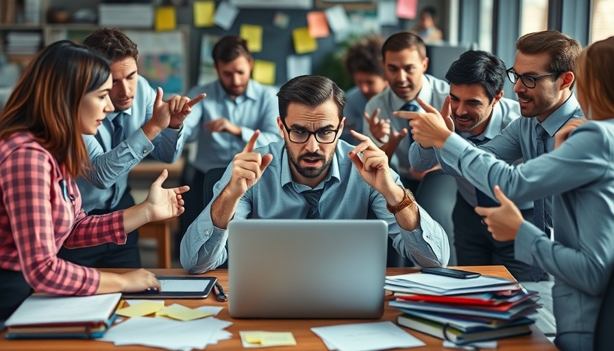 Stressed office worker overwhelmed by toxic startup environment