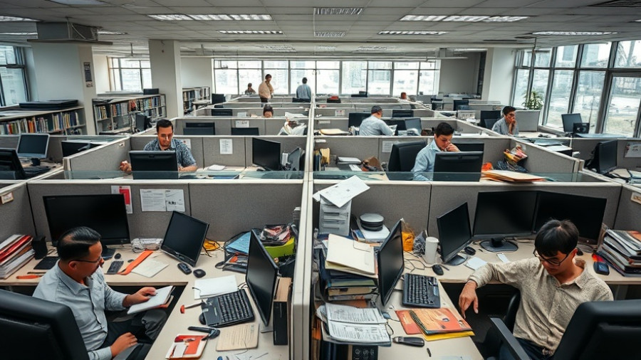 TCS office cubicles with employees working, highlighting Diwali leave policy.