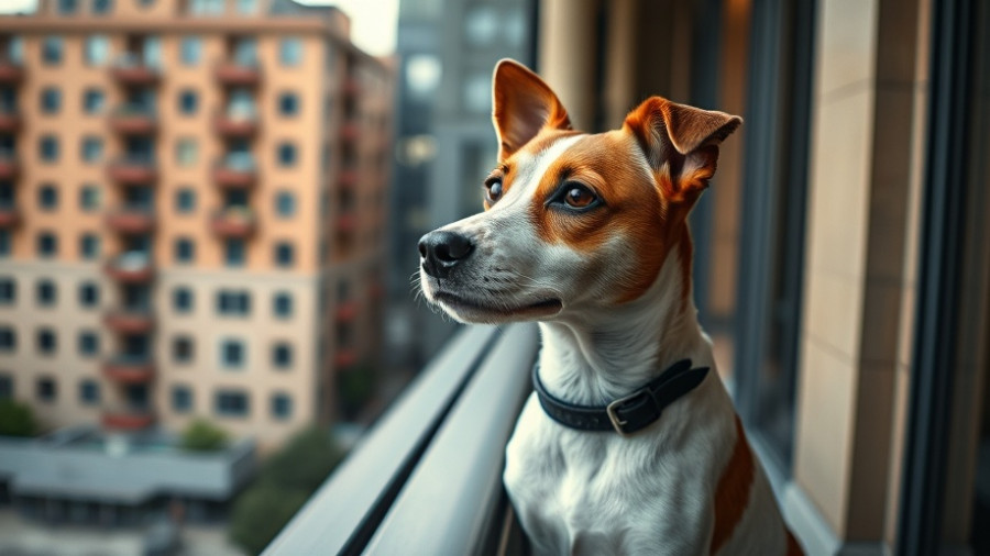 Jack Russell Terrier enjoying view from pet-friendly hotel balcony in Greece.