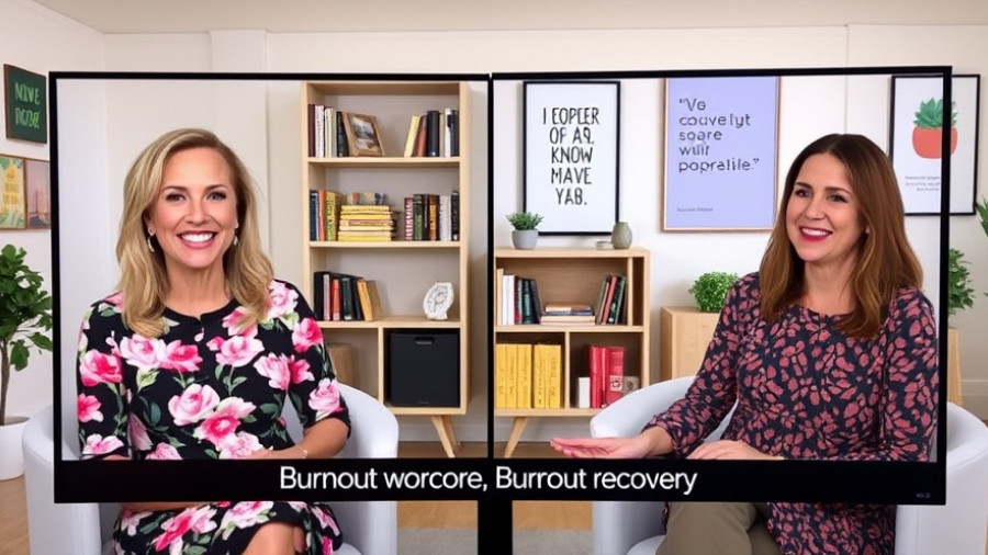 Two women discussing stages of burnout recovery on a TV show.