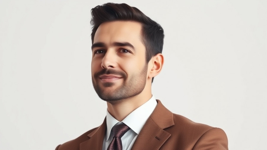 Portrait of a confident businessman showcasing AI and business analytics innovation.