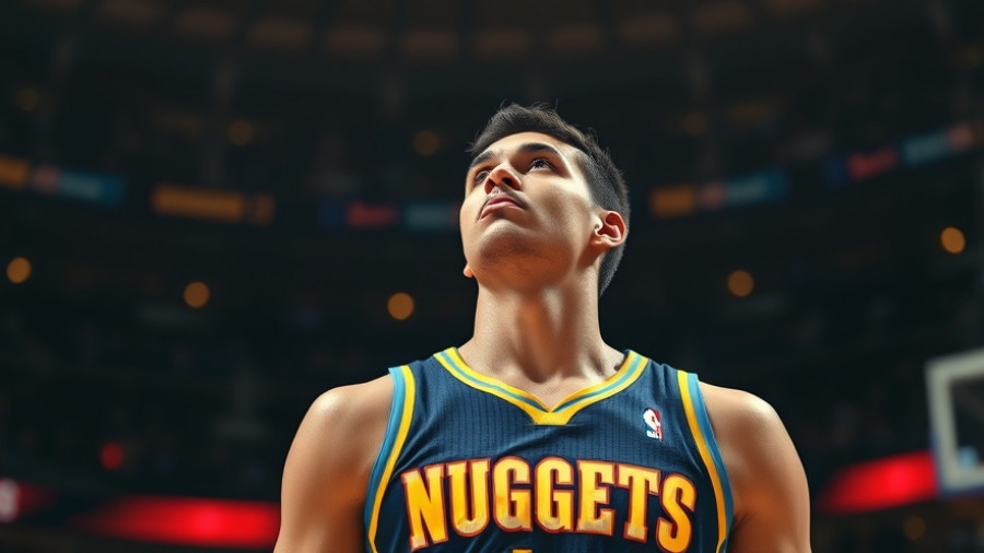 Basketball player in Nuggets jersey during a game, dynamic lighting.