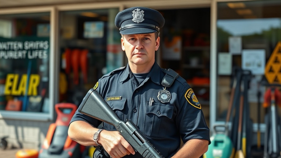 Hartford Police officer in front of a store amid harassment scandal.