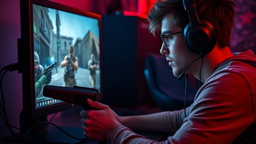 Gamer intensely focused on a computer screen, Denuvo cracked gaming setup.