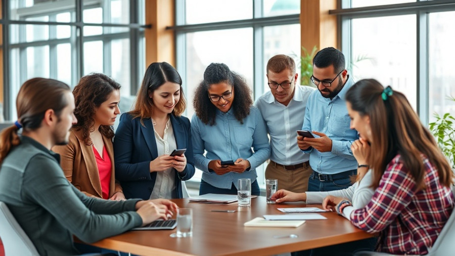 Diverse colleagues in a casual meeting, discussing mental health in workplace.