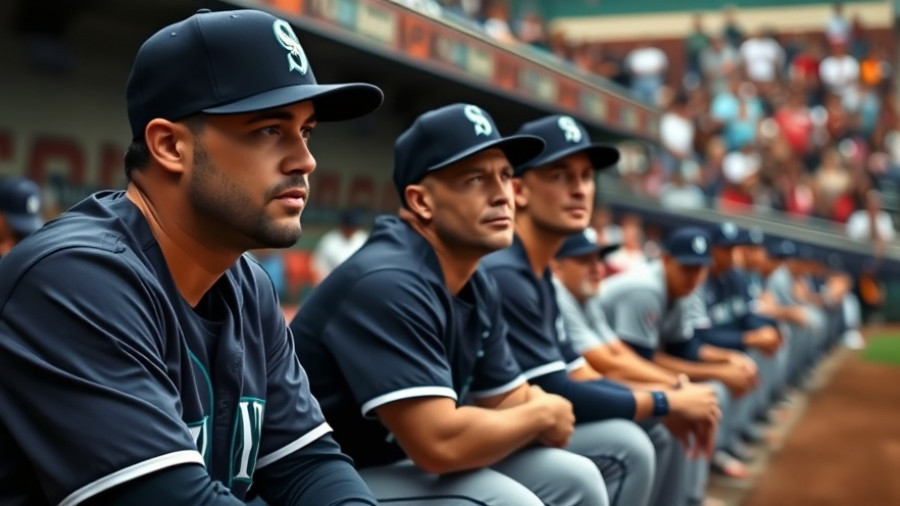 Seattle Mariners in dugout during Game 7, focused and intense.
