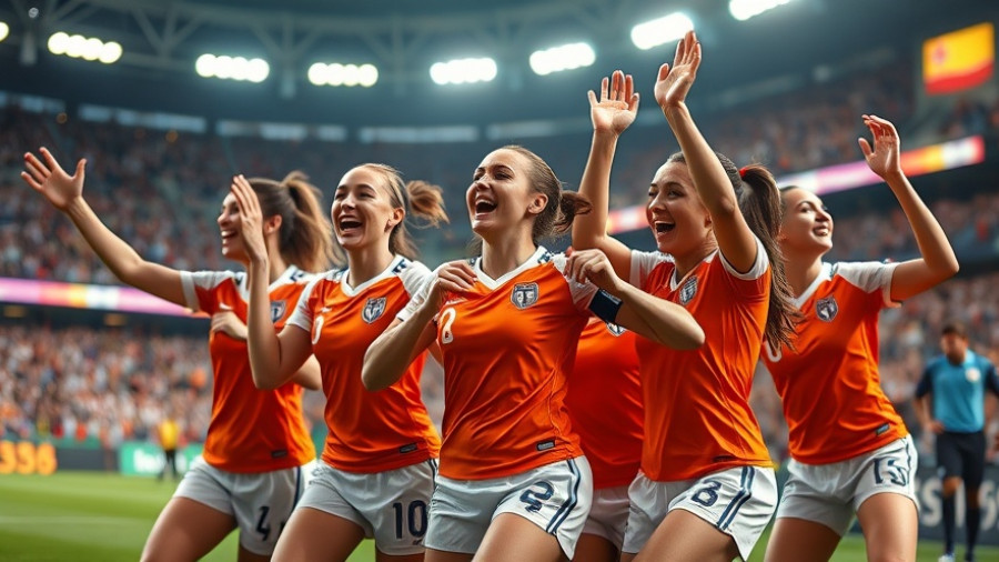 UEFA Women's Euro 2025 soccer team celebrating sustainably.