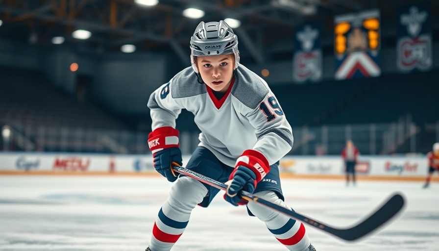 New Jersey high school ice hockey player in action on the rink.