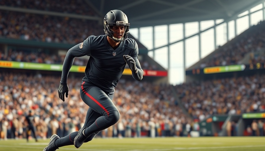 Football player in Oregon Ducks 'Uniform of the Year' running on field