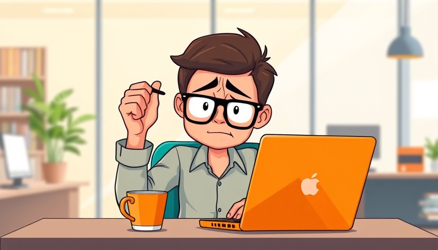 Cartoonish illustration of stressed employee at desk to reduce stress in the workplace.
