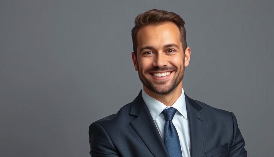 Confident man in suit for Cyber Safety Month Tips portrait.