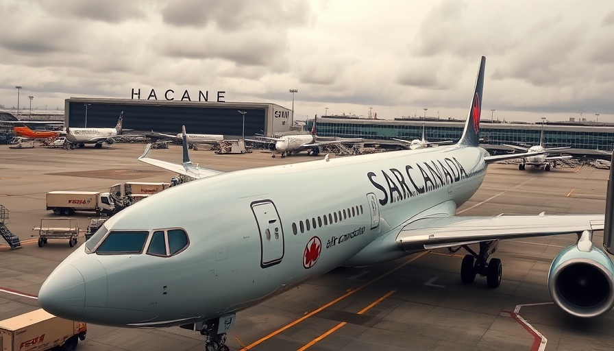 Air Canada airplane at airport related to pet travel policy.