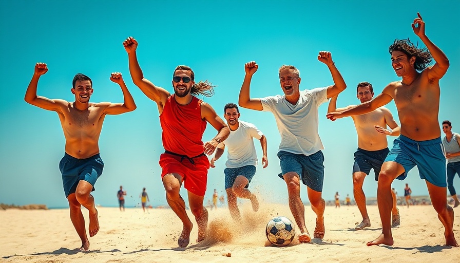 U.S. Men's Beach Soccer National Team celebrating during semifinals.