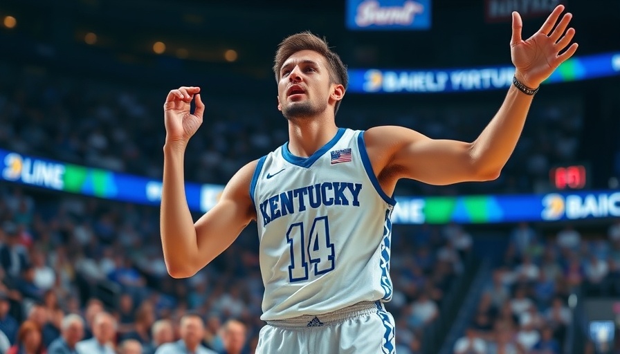 Kentucky basketball player celebrates on court during game.