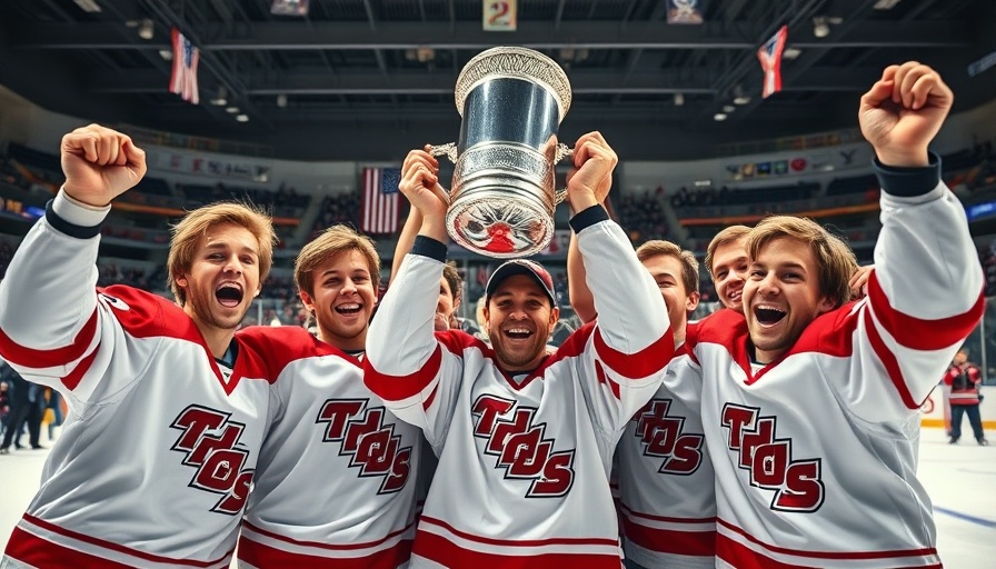 St. Thomas boys hockey team celebrates championship victory on ice.