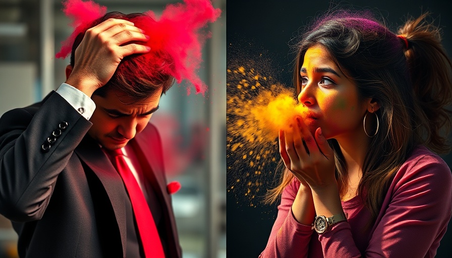 Holi leave workplace toxicity: stressed businessman, joyful Holi celebration.