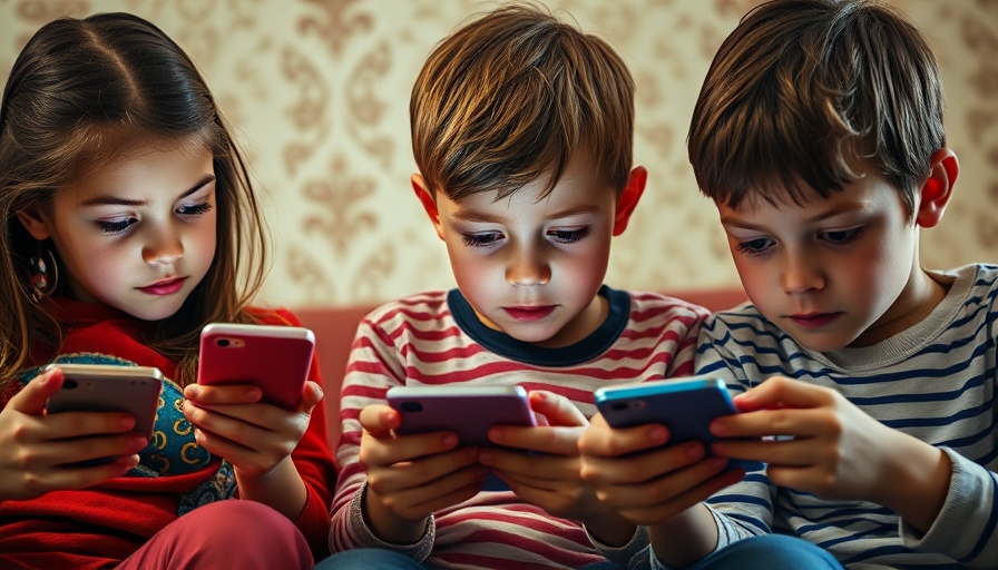 Children engrossed in screens highlighting gaming addiction crisis.
