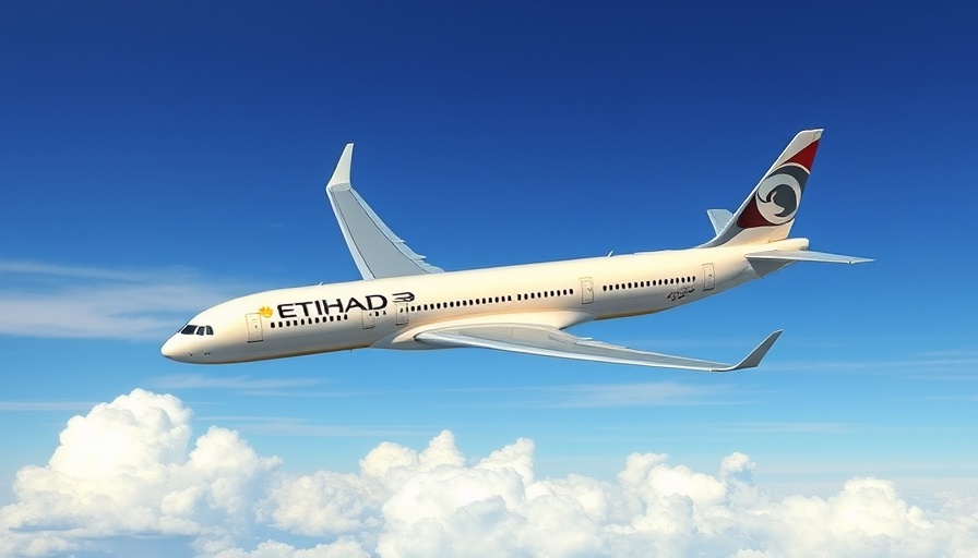 Etihad Airways jet flying under clear sky symbolizing growth.