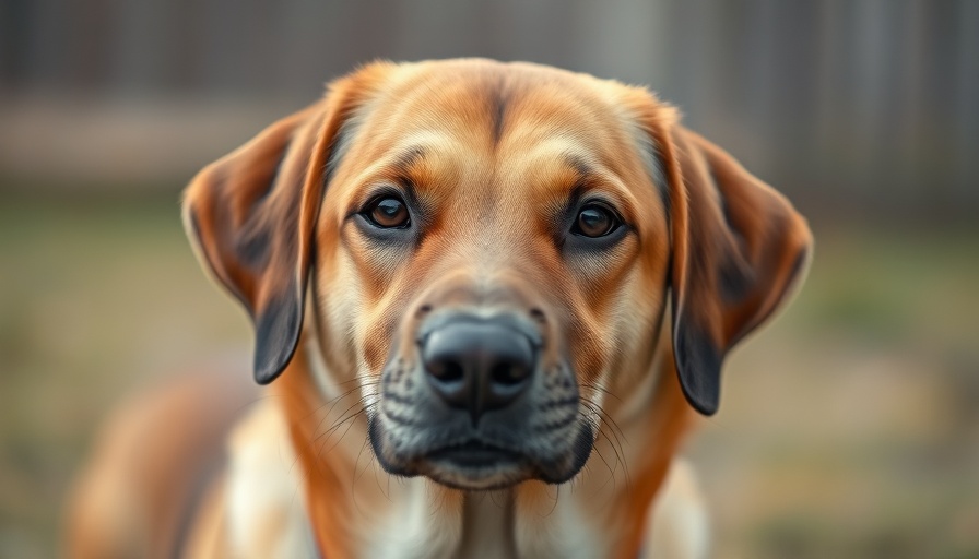Gentle brown dog portrait promoting pets healthy lifestyle.