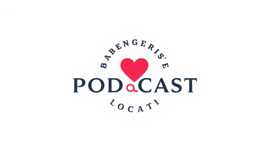 Modern podcast logo with bold text and heart symbol on white background.