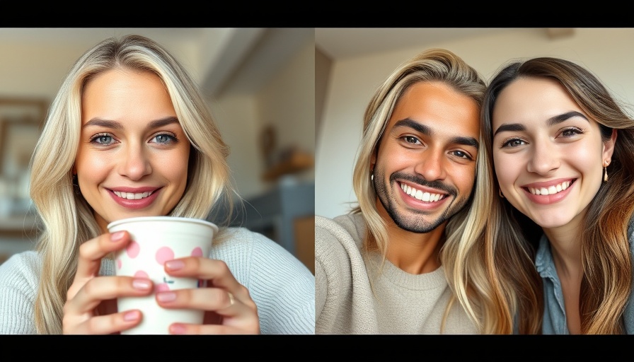 Juxtaposed scenes showing vlogging and interactions.