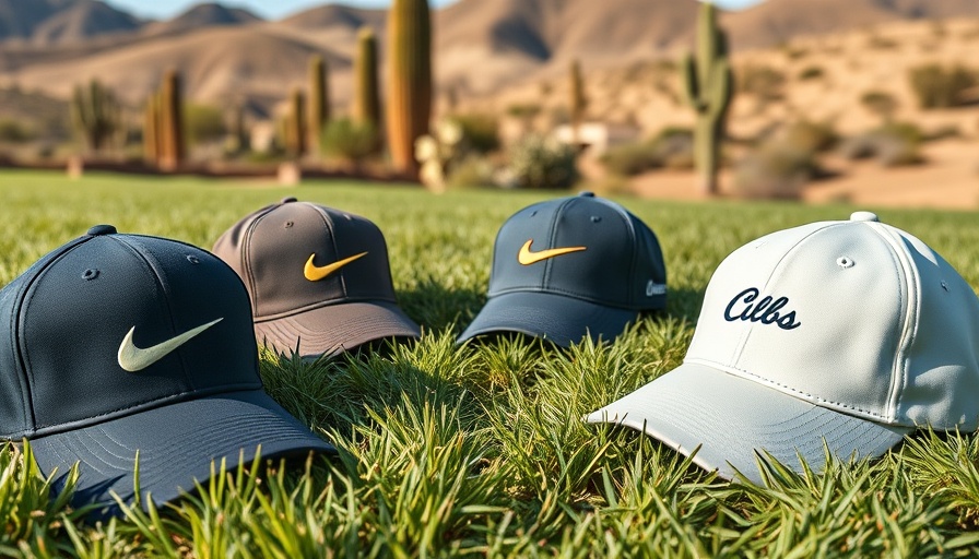 Branded Bills golf caps on a desert course, promoting PGA partnership.