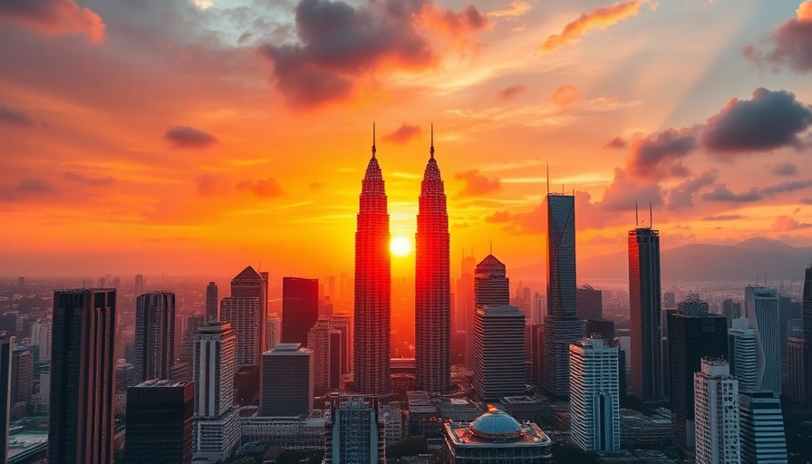 Travel to Malaysia as a hidden gem in Southeast Asia - Kuala Lumpur skyline at sunset with Petronas Towers.