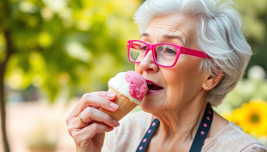 Elderly woman enjoying ice cream in summer YouTube Shorts editing update.