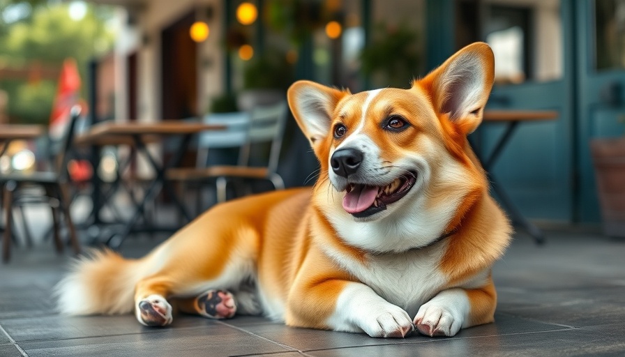 Senior Corgi relaxing at an outdoor cafe - Best Senior Dog Insurance.