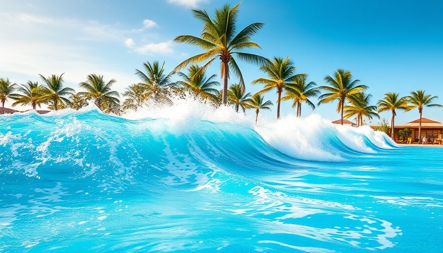 Dynamic wave pool at a family-friendly cruise port, vibrant outdoor setting.