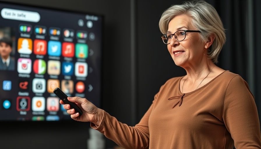 Woman presenting online safety for kids with social media icons in background.