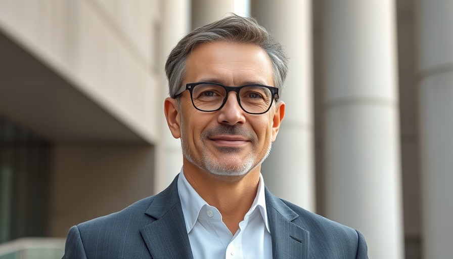 Businessman in professional attire standing confidently outdoors.
