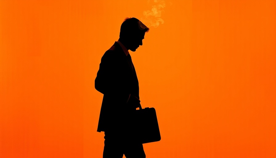 Silhouette of person with smoke head, symbolizing stress in work.