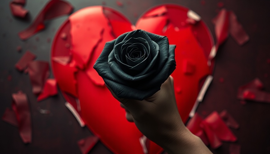 Black rose in front of torn red heart symbolizing toxic workplace allegations on The Bachelor.