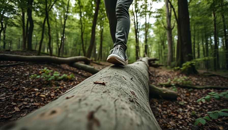 Outdoor walking adventure in forest highlights connection to nature.