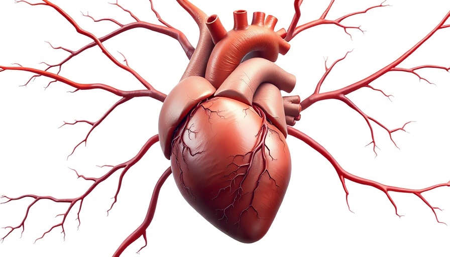 Realistic heart illustration depicting cardiovascular arteries, Smartwatch data for cardiovascular health.