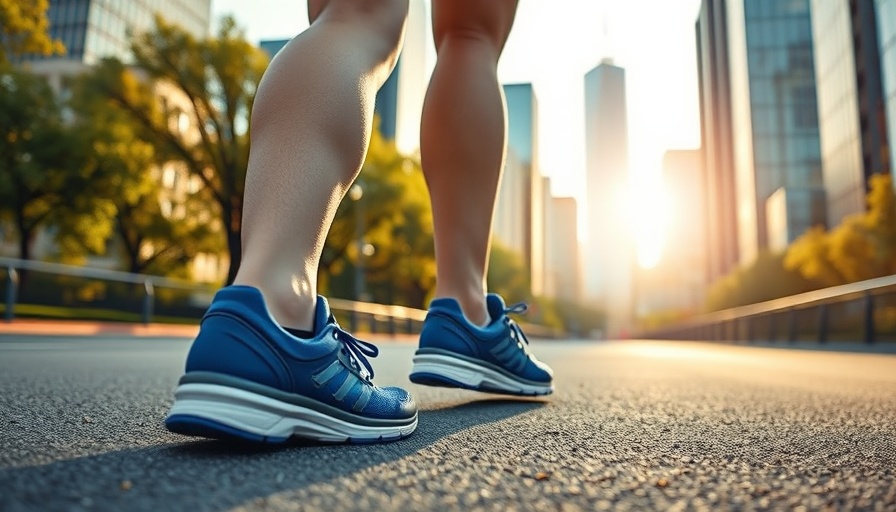 Athletic feet in blue shoes ready for tiny bursts of physical activity.