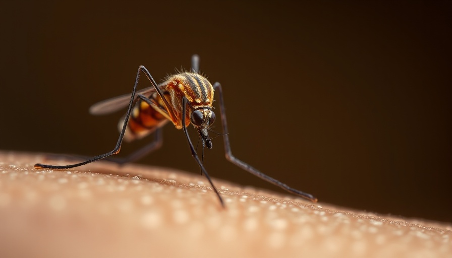Macro shot of mosquito feeding, related to current dengue outbreak