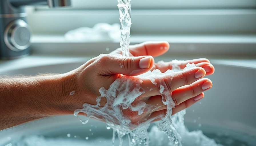 Hands washing under a faucet, related to California Safer Soap Act.