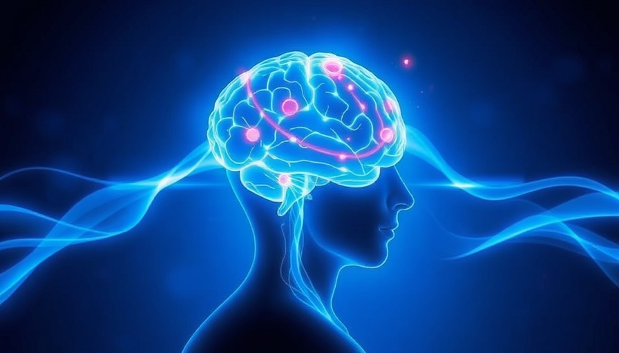 Digital illustration of glowing brain silhouette with neon waves, concept of children with social anxiety handle errors.